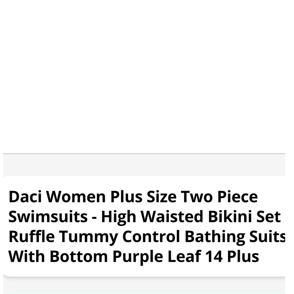 Daci Mens Plus Size Bikini Set High Waisted Ruffle Tummy Control Purple Leaf 14W - Picture 2 of 13